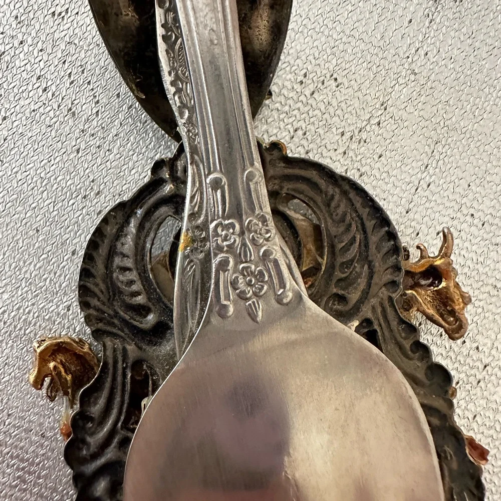 Vintage Noahs Ark Spoon Art Necklace Pendant Mixed Metal Giraffe Animals,